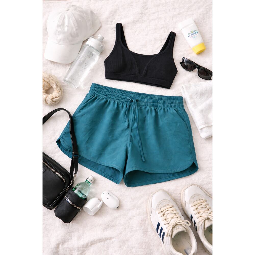 Velocity Women's Athletic Running Shorts Elastic Waist Teal Green Size XL